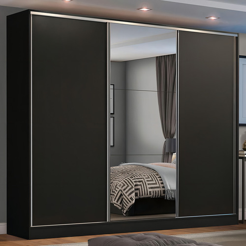 Ropero Closet Madesa Royale 3 Puertas 1 Espejo N Color Negro