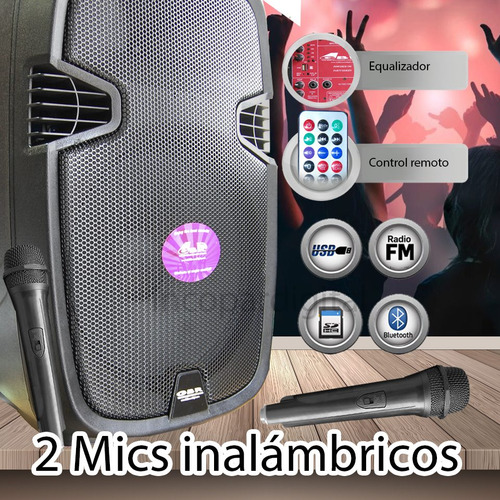 Bafle Potenciado 15'' Pl600 Bateria Bluetooth Usb 2 Micro In