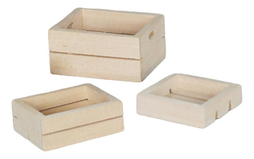1:12 Casa De Muñecas Cocina Cesta De Madera Caja Modelo