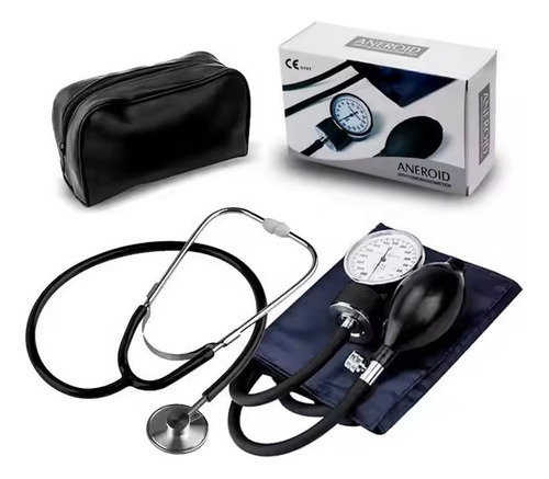 Kit Baumanómetro Aneroide Con Estetoscopio De Doble Campana Color Negro Duplex, Brazalete De 14-50Cm, Tamaño Estándar