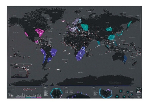 Raspa Mapa Black  / Mundo Viaje Mapamundi Vinilo Gora Gora