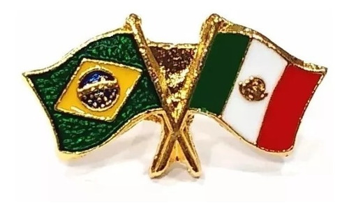 Imagem 1 de 5 de Kit 10 Bótom Pim Bandeira Brasil X México Folheado A Ouro
