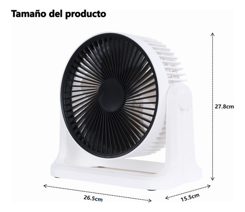 Ventilador De Escritorio Portátil Con 5 Aspas De Plástico 20.32 Cm 6w Blanco/negro Negro Plástico Pp 5