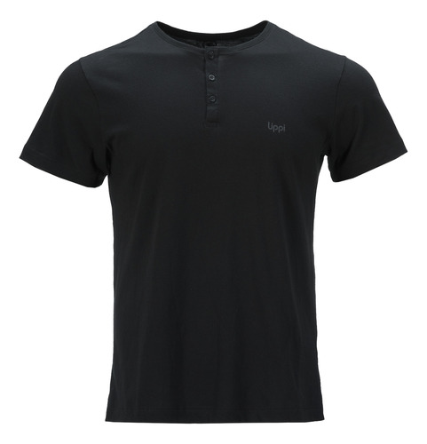 Polera Hombre Lippi Henley Organic T-shirt Negro