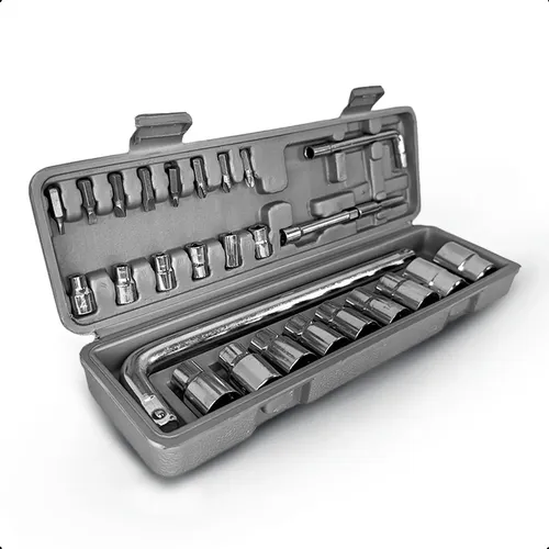 Kit Ferramentas 27 Peças Chave L Soquetes 1/2 1/4 Cinza