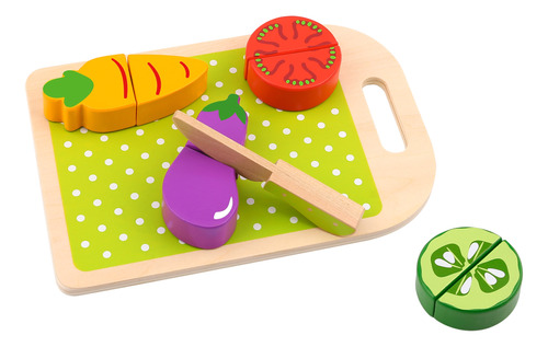 Juego De Madera Cortar Vegetales Tooky Toy Educativo