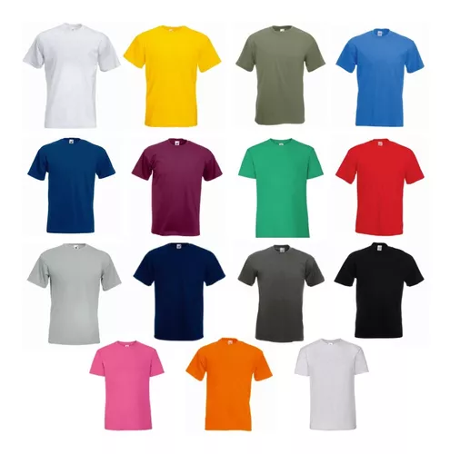Camisetas Cuello Redondo Algodón En Colores X 100 Unidades