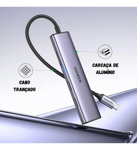 Adaptador Hub Tipo C Usb 3.0 5 Em 1 Hdmi 4k Usb C