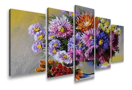 Quadros Decorativos Flores Pintura A Óleo Abstrato Mosaico