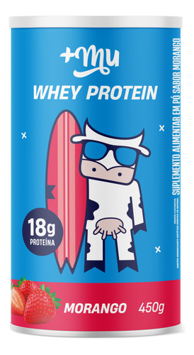 Whey Protein Tradicional 450g Mais Mu Sabor Morango