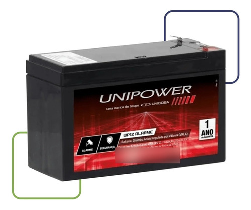 Bateria 12v Para Alarme - Unipower Up 12 Alarme Cftv Central