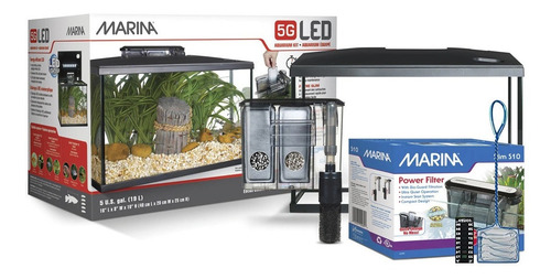 Kit De Acuarios De Vidrio Led Marina 3 Tamaños 19/38/76 Ltrs
