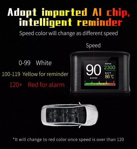 Aviso Digital De Velocidade De Temperatura Obd2 P10 Hud