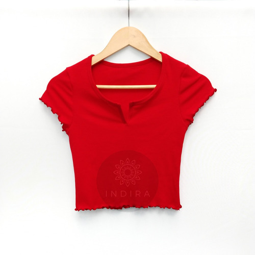 Remera Lisa Escote V Manga Corta Mujer Escotado Morley