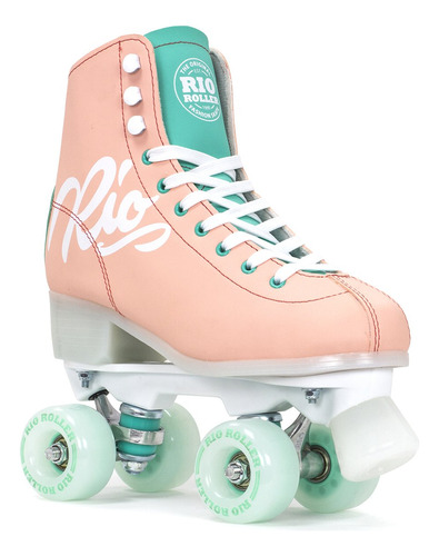 Rio Roller Script Roller Skate - Peach/green (women's 10.5)