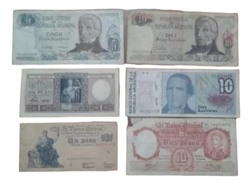 Billetes Argentinos De 1, 5 Y 10 Pesos