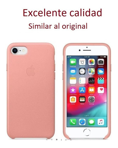 Funda De Piel Para iPhone 8 (leathercase) Rosa Tipo Original
