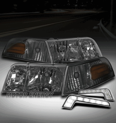 For 98-11 Ford Crown Victoria Smoke Headlights Headlamp+ Nnc