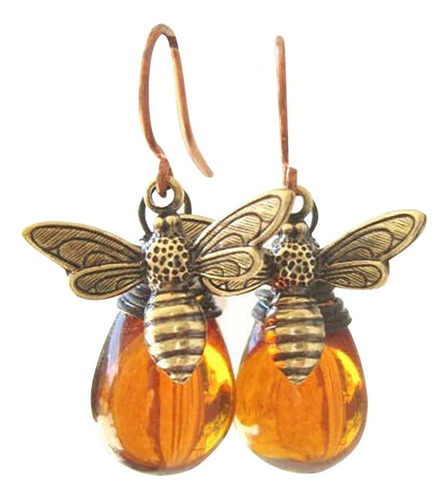 Pendientes Colgantes De Mujer Retro Abeja Gota Ámbar Exagera