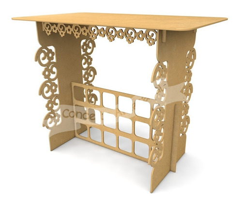 Imagem 4 de 4 de Mesa Decoração Festa Aniversário Colmeia Floral 1m Mdf Cru