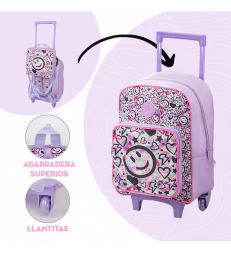 ZOMILUX Mochila Niña Mochila Con Ruedas SET Maleta Lonchera Tupper Lapicera y Botella Mochila Ruedas Maleta Para Niña Diseño Infantil