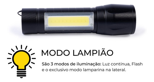 Imagem 4 de 6 de Lanterna Mini Led Tática Corpo Em Alumínio Zoom In Zoom Out
