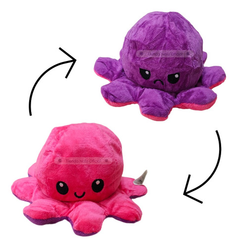 Pack X10 Peluche Pulpo Reversible Feliz Enojado 20 Cm - Nalu