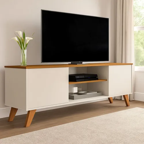 Rack Sala Estante Tv 58 Polegadas Home Bancada Helena