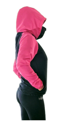 Id515 Campera Fucsia Negro Rompevientos Buff Running Hartl 