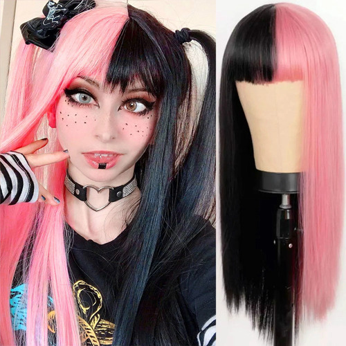Peluca De Pelo Largo Y Liso Para Mujer, Moda Europea Y Ameri