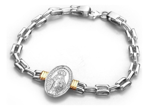 Pulsera Panther Con Dije Virgen En Plata 925 Y Oro  