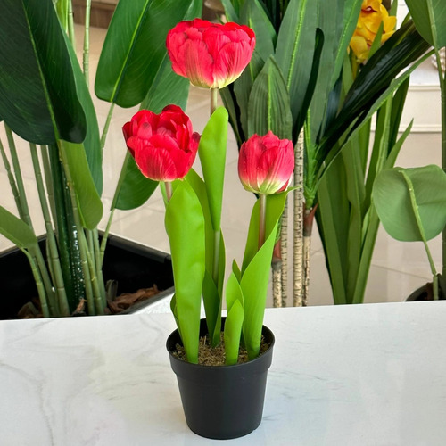 Planta Flores Artificial Maceta Plástico A 34cm