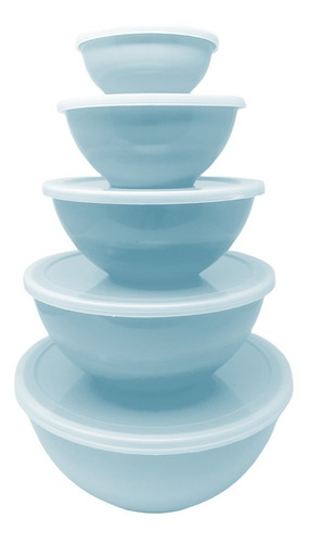 Juego Ensaladeras Bowls X5 Melamina Con Tapa Plastico Cocina