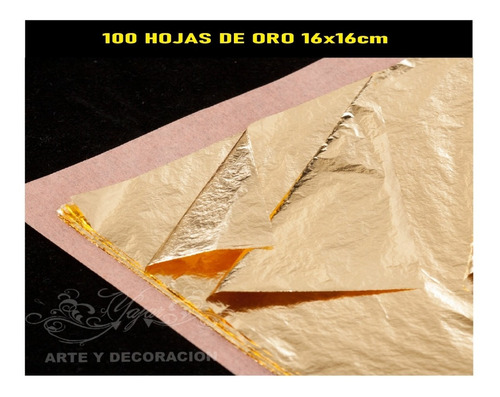 Paquete De 100 Hojas De Oro Imitación 16x16cm 