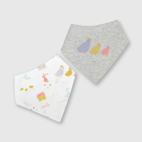 Babero De Bebé Niña 2 Pack Estampado Gris Melange (talla Úni