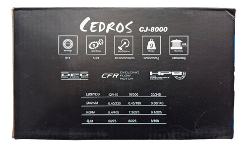 Reel Frontal Okuma Cedros Cj-8000 Pesca Variada Jigg Color Negro Lado de la manija Derecho/Izquierdo