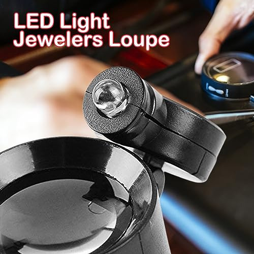 Lupa De Lupa De Joyero 10x Luz Led, Soporte De Bucle De...