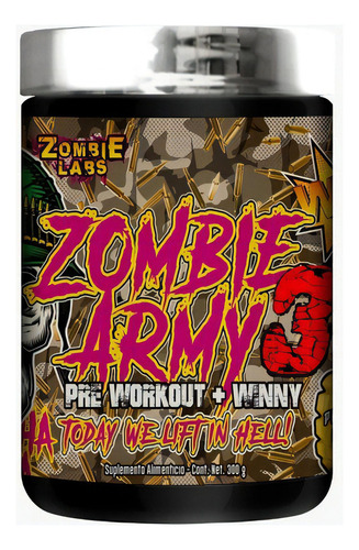 Zombie Labs Zombie Army 3 30 Servicios Pre Entreno + Winny Sabor Piña