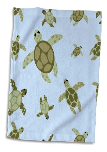 Toalla 3d Rose Cute Sea Turtle Verde Y Azul Twl__1, 15 X 22