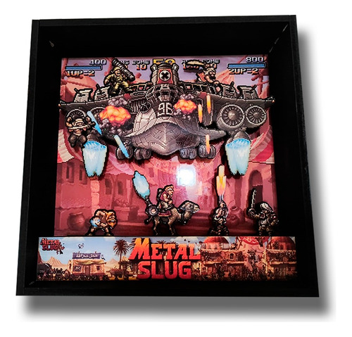 Cuadro Diorama 3d Madera Firme - Metal Slug + Regalo! Pixelart Mendoza