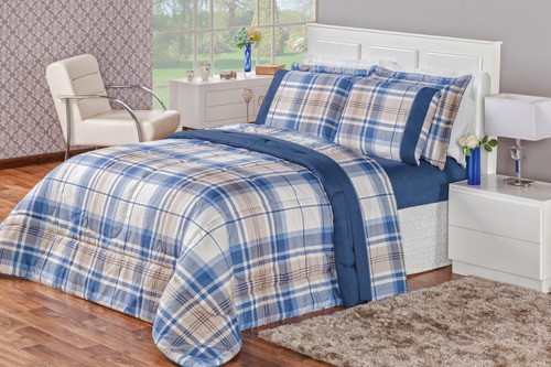 Roupa Cama Edredom King Size Micro Percal 200 Fios Titanio