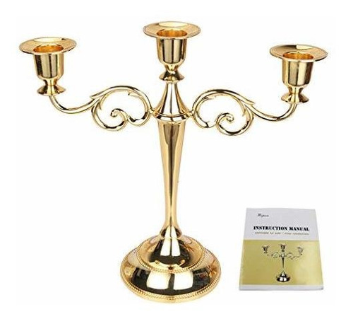 Weisipu Candelabro De 3 Brazos Con Pilar De Metal, Candelabr