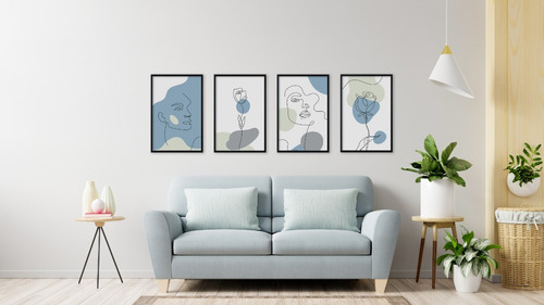 Set De 4 Cuadros Decorativos Para Comedor Con Marco Incluido