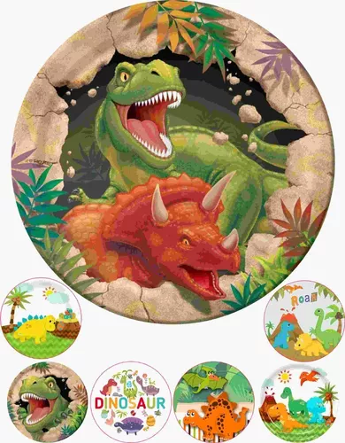  24 obleas comestibles precortadas para decoración de tartas:  dinosaurio de 5 años. : Comida Gourmet y Alimentos