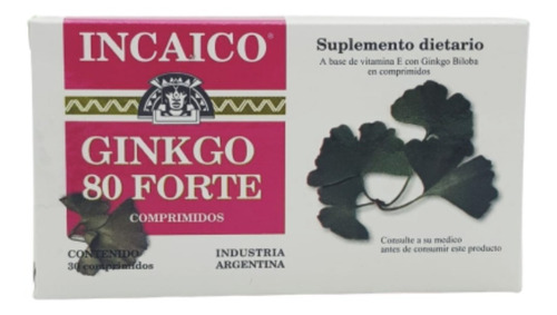  Ginkgo Biloba 80 Incaico X 30 Comprimidos Vitamina E