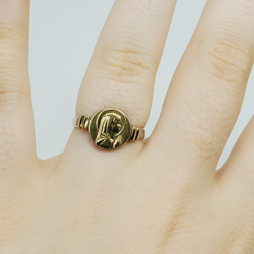 Imagen 3 de 7 de Anillo Plata Y Oro Virgen Niña