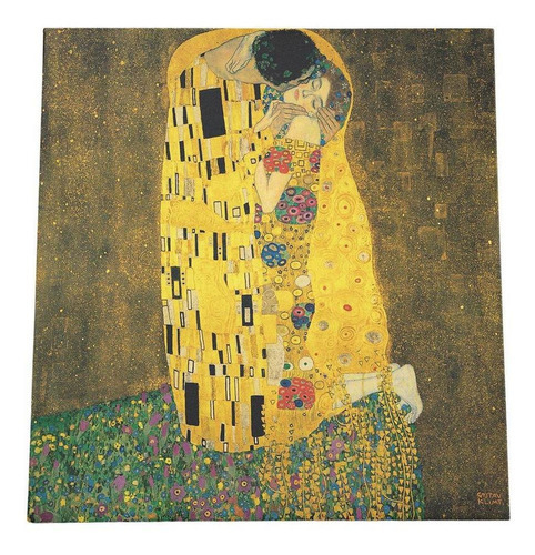 Quadro decorativo PlimShop Quadro quadro o beijo gustav klimt canvas arte decorativo 80x80cm - madeira