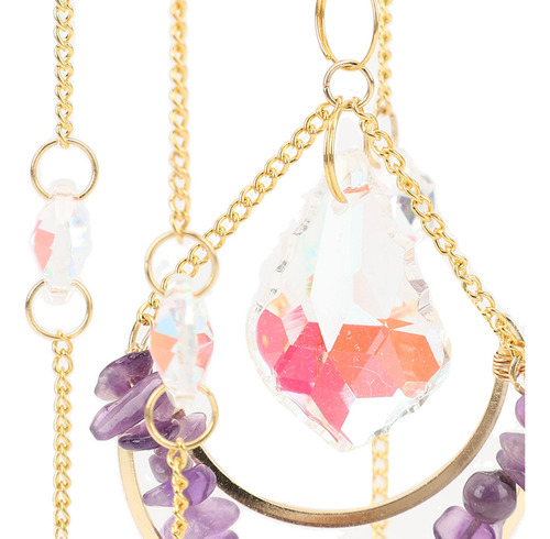 Carillón De Viento Colgante De Cristal Violeta, Con Forma De