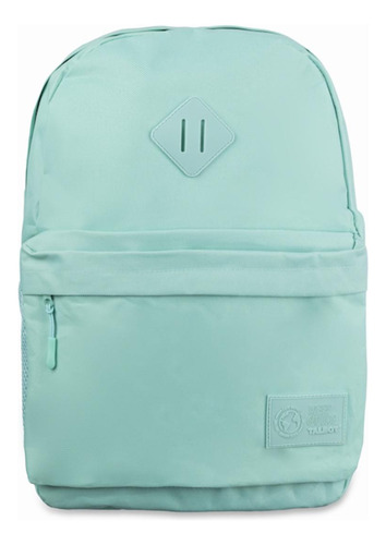 Mochila Espalda Talbot 43,5cm 2 Cierres 17 PuLG. Color Verde Agua Diseño De La Tela Liso