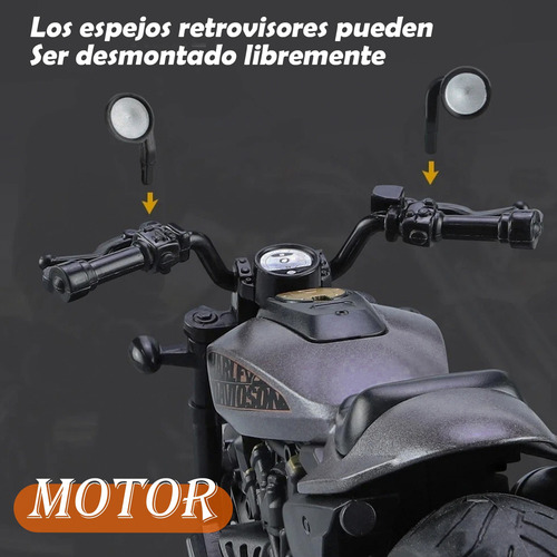 Coleccion Moto Juguete Wwawwo Con Luz Y Sonido Base 1:12 Negro